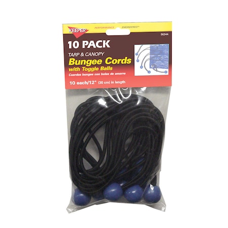 Keeper Keeper Black/Blue Bungee Ball Cord 12 in. L X 0.1565 in. 10 pk 6344